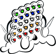 Cloudy, the cartoon cloud mascot and logo for the Black Cloud project.