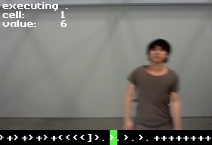 A still from a video showing me performing the 'copy' program with bodyfuck.