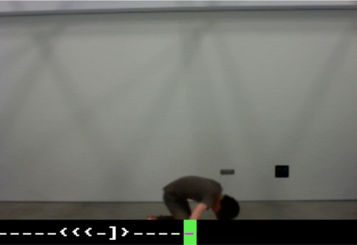A still from a video showing me performing the 'failed crawl' program with bodyfuck.