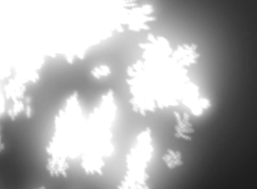 A codescapes visualization showing glowing constellations of light on a dark background.