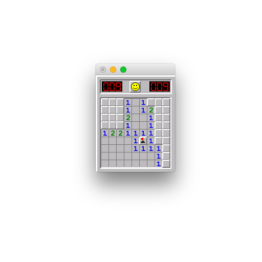 Screenshot of the memsweeper game interface, resembling classic Minesweeper.